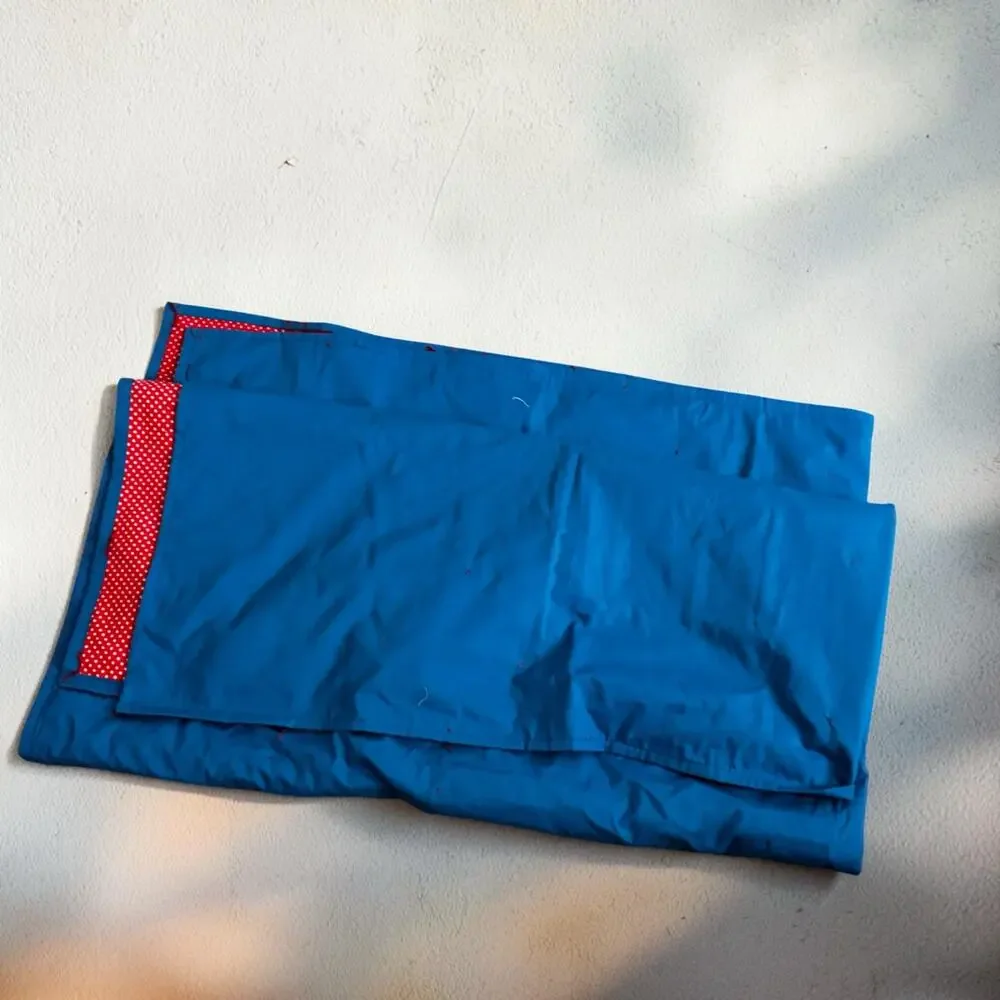 Vintage Handmade Hand-Tied Patchwork Quilt Twin 78x62 Scrappy Red Blue Cotton